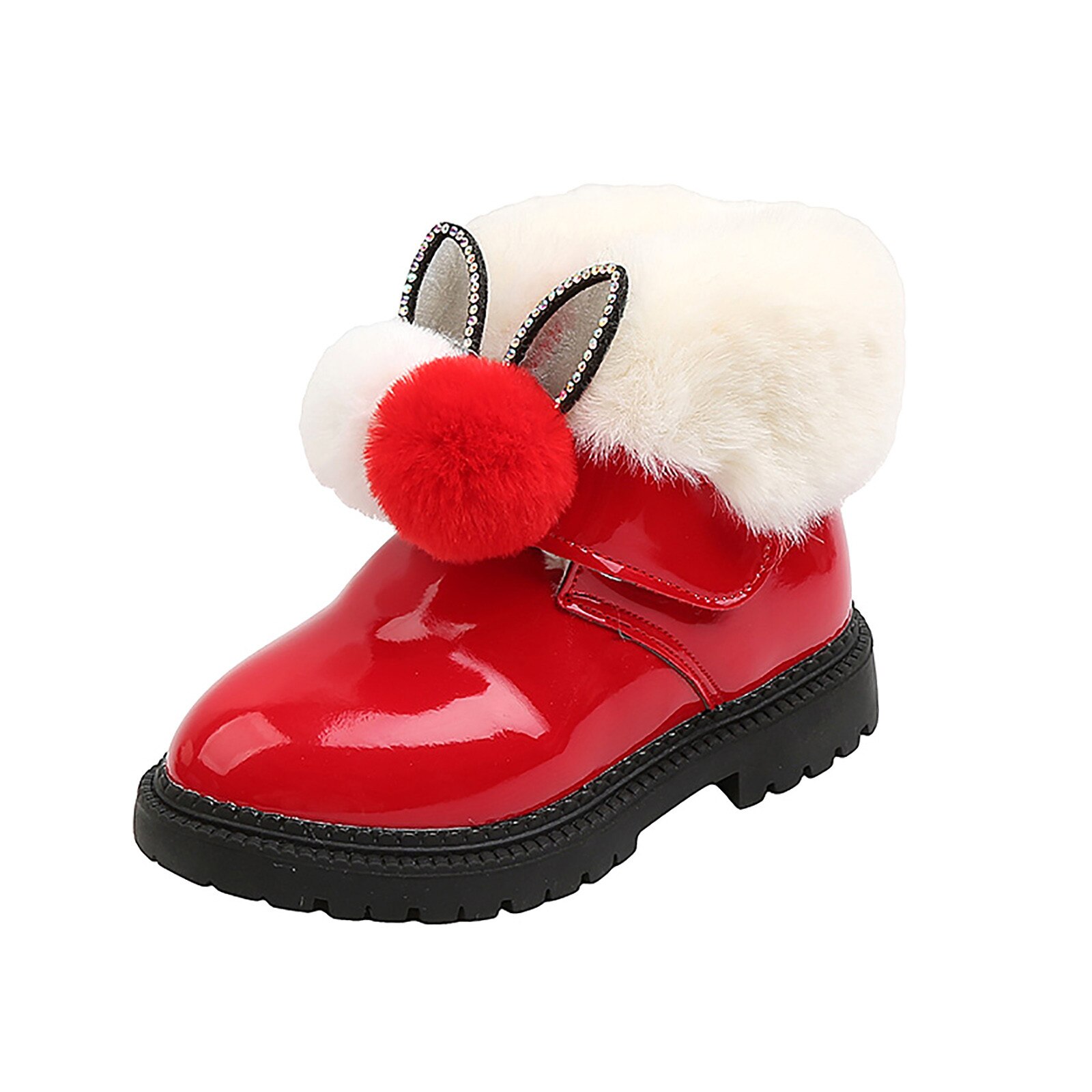 freundlicher- und Baby-mädchen-prinzessinnenschuhe, haarballen-baumwollstiefel, schneestiefel für mädchen, wasserdichte Winter-schneeschuhe aus pu-leder: verrotten / 28