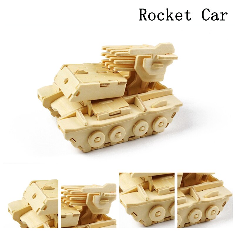 3D Puzzle Wooden Jigsaw Toys Plane Series Vehicle Model Education Toy Game For Children Wood Jigsaw Puzzles Christmas: Rocket Car