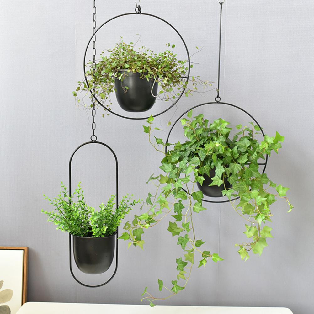 Succulent Hanging Planter  Sturdy Iron Detachable Chain Flower Hanging Pot for Garden 