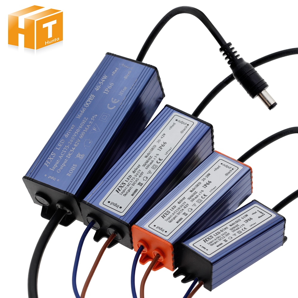 Ledet sjåfør  ip66 vanntett 6w 10w 20w 28w 42w 54w belysningstransformatorer  ac85v-265v strømforsyning