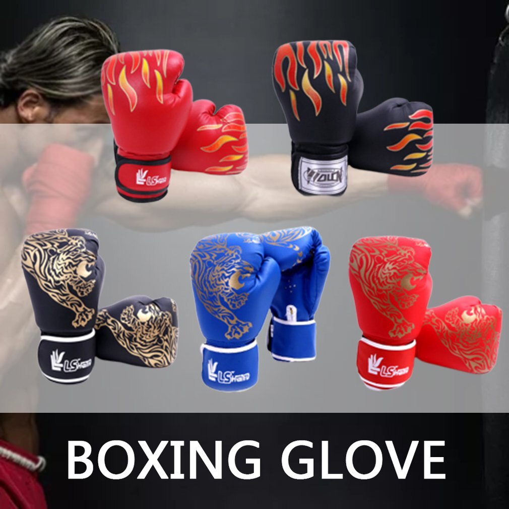 Gants de boxe hutu à flamme rouge pour adultes et enfants, gants de dessin animé sanshou pour gants d'entraînement de boxe et couvre-poings