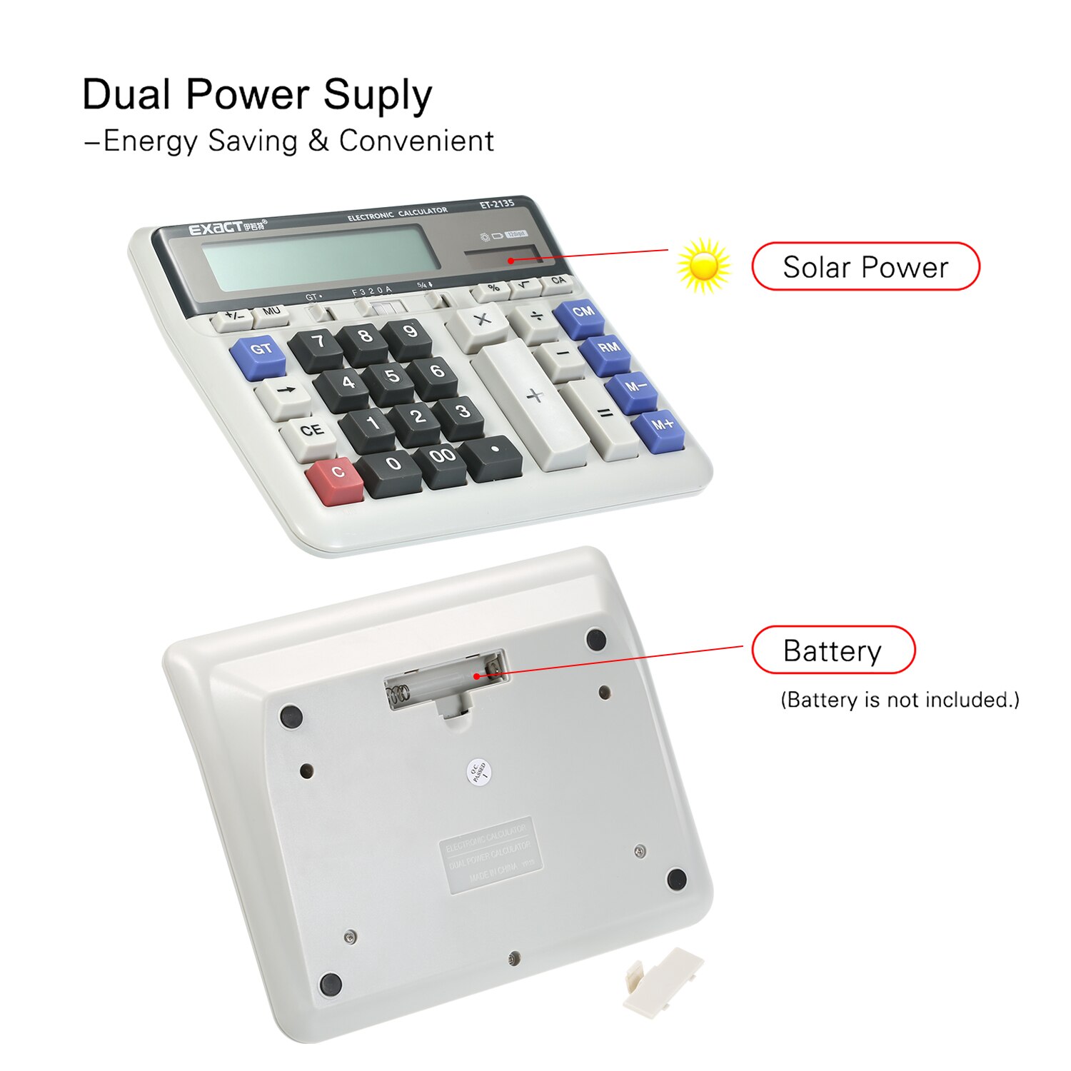 Large Computer Electronic Calculator Counter Solar & Battery Power 12 Digit Display Multi-functional Big Button