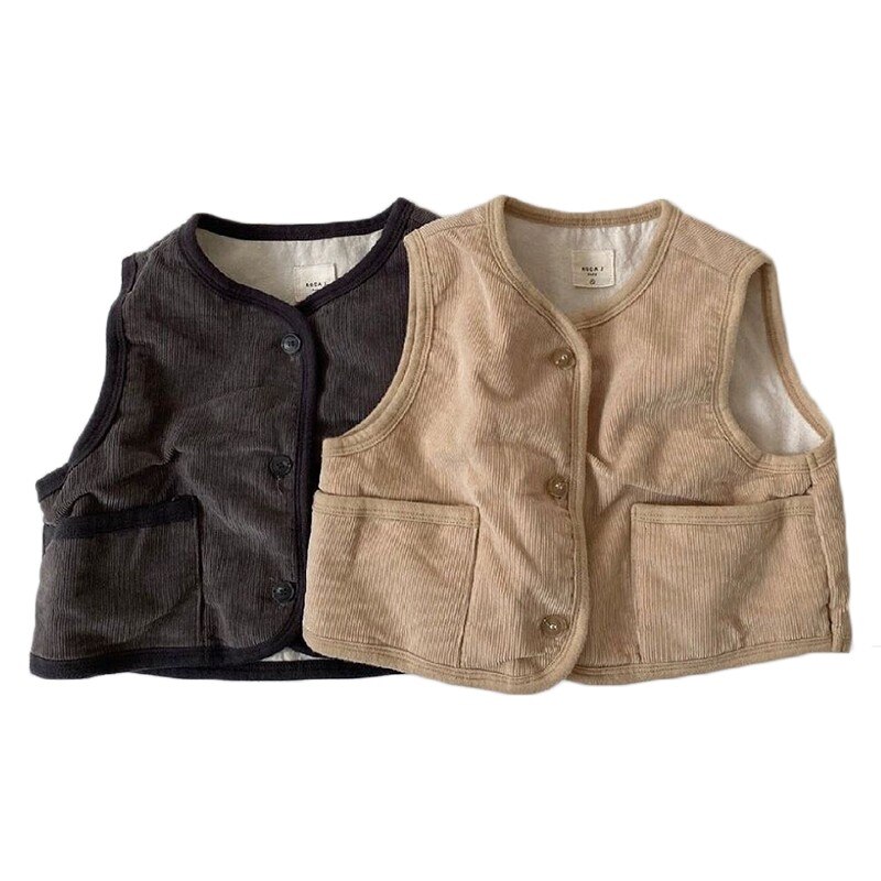 Enfants gilet automne vêtements d'extérieur pour enfants solide velours côtelé gilet pour garçons filles bébé gilet veste enfants vêtements