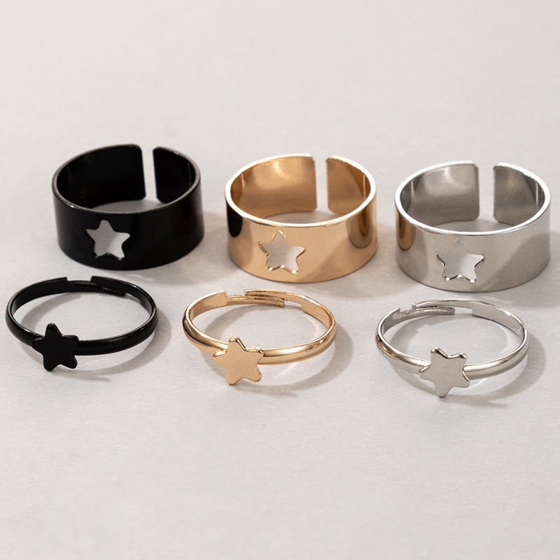Docona Böhmischen Sterne Mond Bunte Ringe für Frauen Männer Neue modisch Hohl Herz Schmetterling Liebhaber Paar Ring Hochzeit Schmuck: 19635-2
