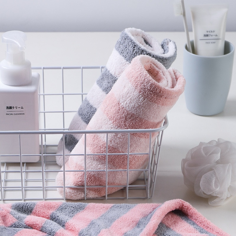 Shower Cap Towel Cotton Terry Beach Towels Super Absorbent Bath Towel for Adults Large Bathroom Body Spa Sports Stripe 140x70cm