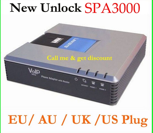 LINKSYS SPA3000 SPA 3000 VOIP FXS libre, adaptador de teléfono VoIP, novedad, enchufe para AU, EE. UU., UE, Reino Unido,