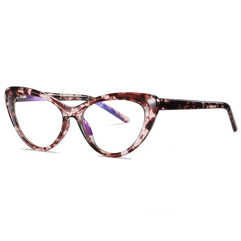 49082 Anti-blue Light Plastic Titanium Glasses Frames Cat Eye Ultralight Men Women Optical Computer Glasses: C211-P30Floral