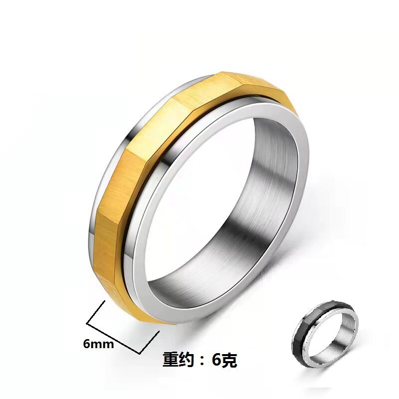 Anxiety Fidget Rings Stainless Steel Spinning Spinner Ring For Men Women 6mm Rhombus Section Lover Couple Rings