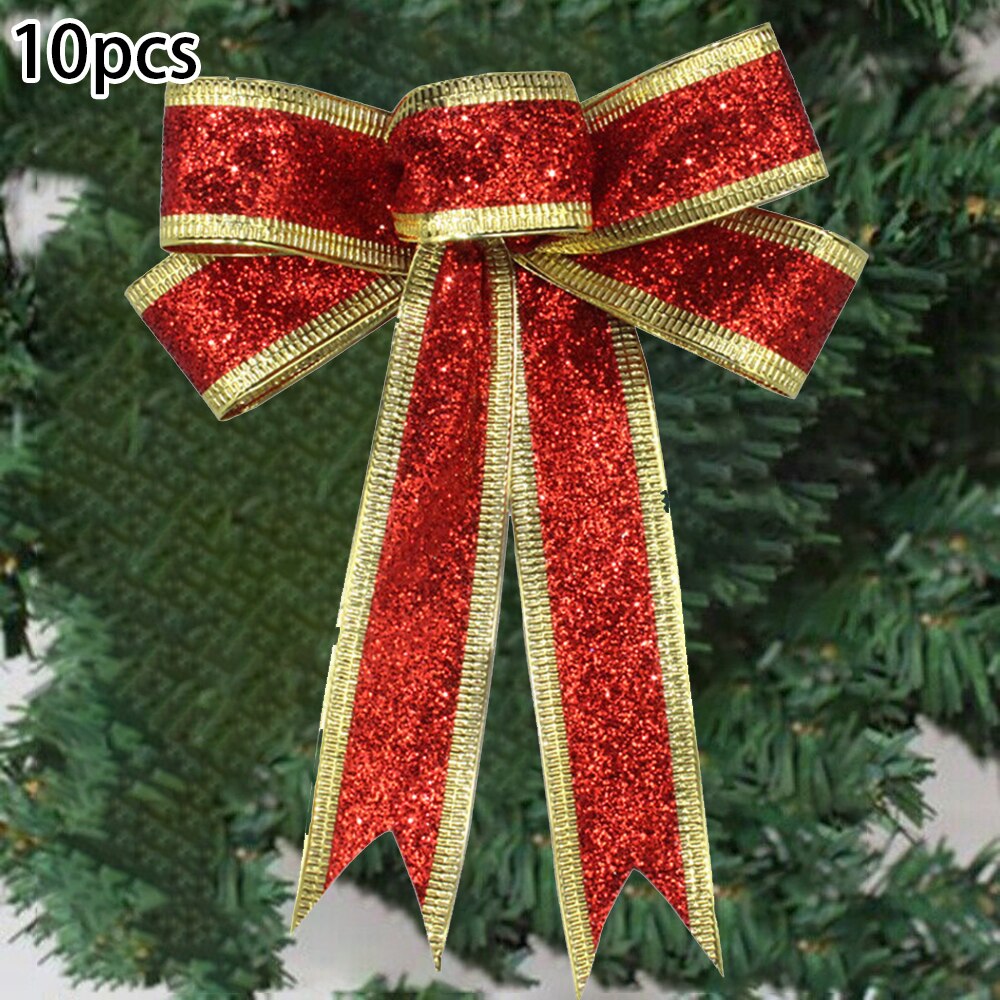 Kerstversiering met strikken, glinsterende kerstboomversiering, kerstversiering met strik: Rood