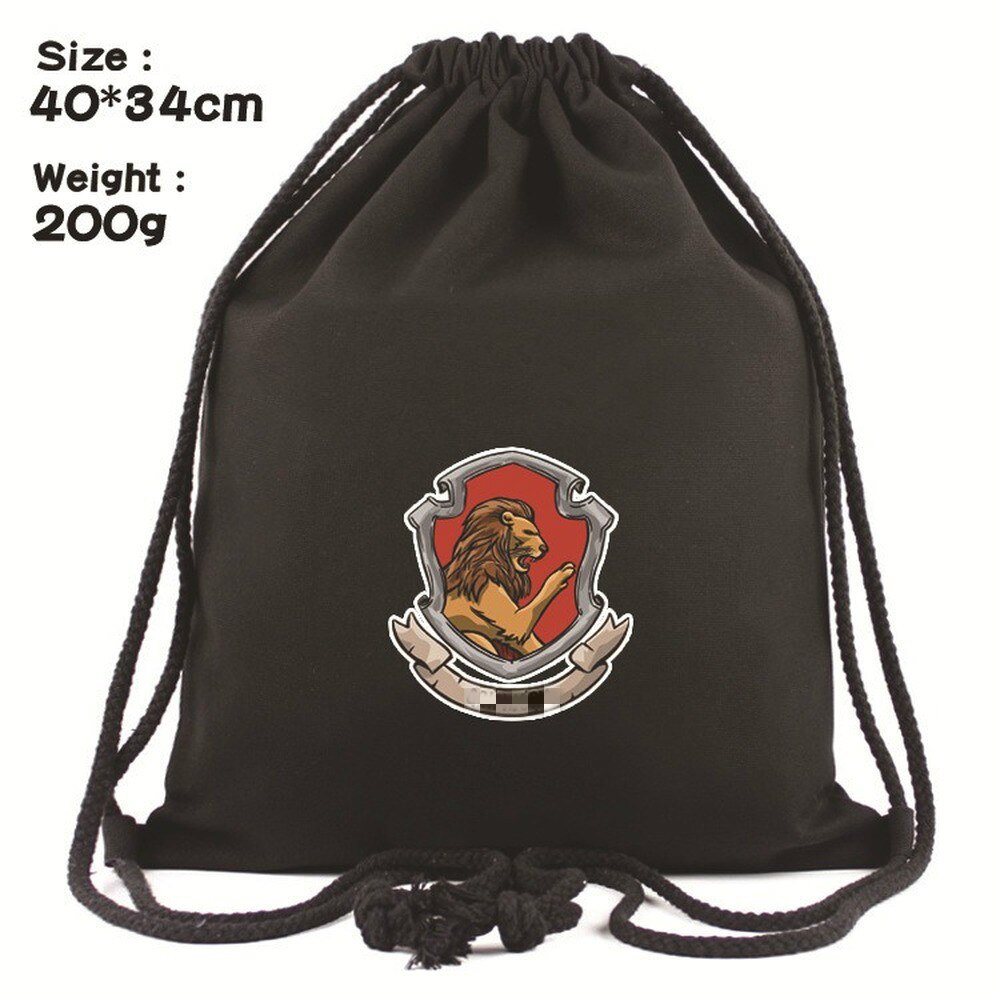 H.Potter Drawstring Canvas Backpack Men Women Shopping Bag Student School Bag Outdoor Storage Bag: 10