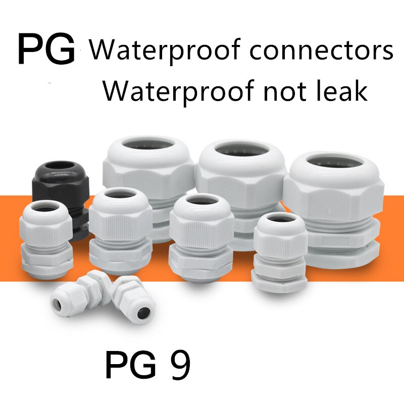 100 st  pg9 nylon 66 kabelförskruvningar vattentät nivå 4-8mm kabelskarv vattentät lock