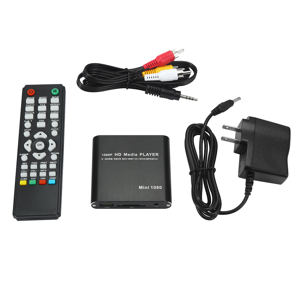 Mini HD 1080p lettore multimediale lettore pubblicitario scheda SD esterna/host USB/disco rigido lettore blu ray supporto MKV H.264 RMVB WMV