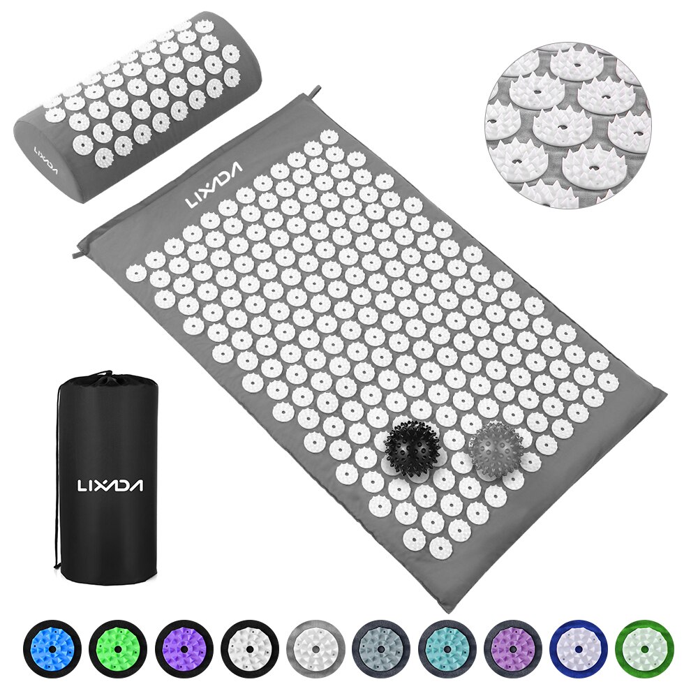 Lixada Acupressure Mat and Pillow Set with 2pcs Spiky Massage Balls for Back/Neck/Feet Pain Relief and Muscle Relaxation: 4