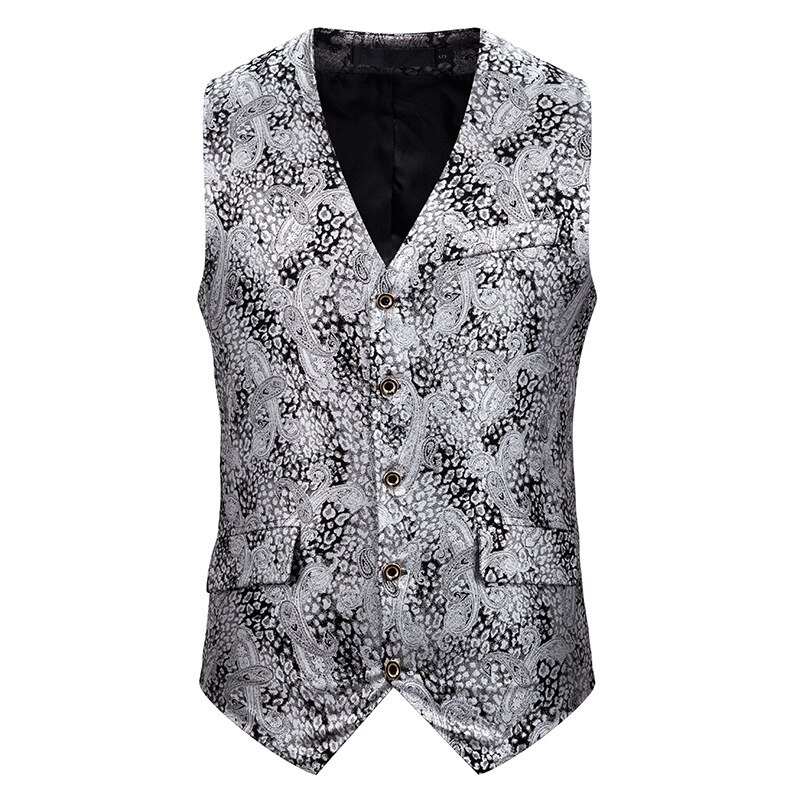 Männer Gold Paisley Einreiher Kleid Weste Neue schlank passen formell Geschäft ärmellos Weste Männer Chaleco hombre