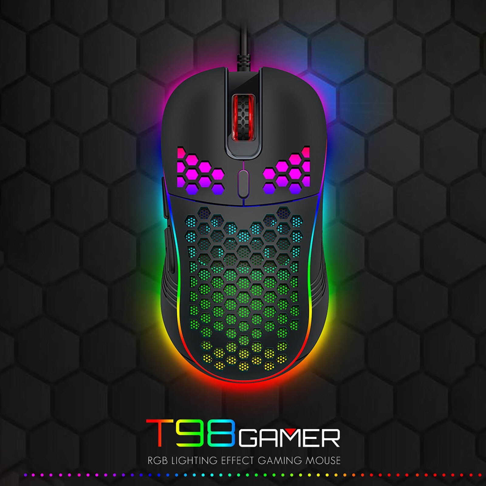 Ergonomic Wired Gaming Mouse Apedra T98 Game Chip Mouse Program Mable Four Gear Adjustable DPI Gamer Mice for PC