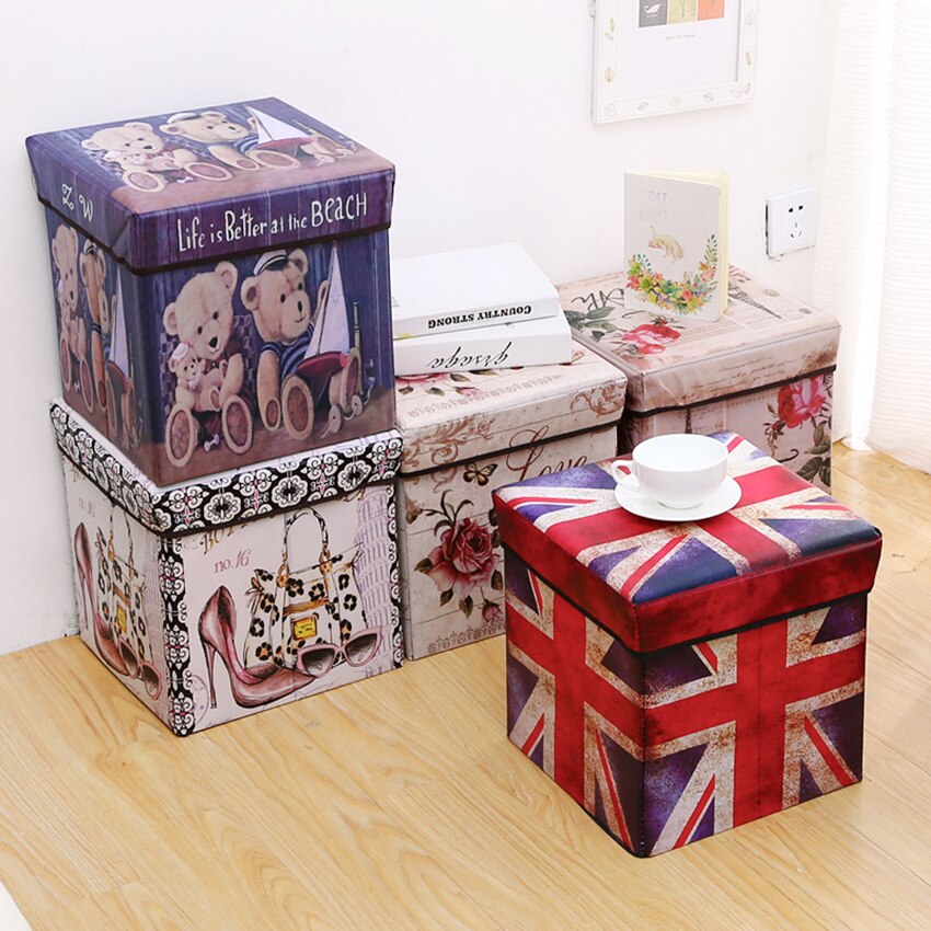 Foldable Storage Ottoman Square Cube Coffee Table Multipurpose Footrest Stool for Bedroom and Living Room Storage 30x30cm