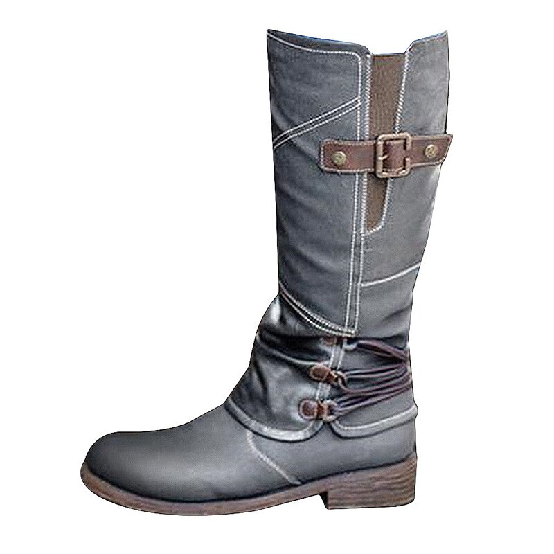 Femmes décontracté Martin bottes femmes bottes plates bas femme cheville chaussures femme grande taille à lacets chaussures de: gray / 37