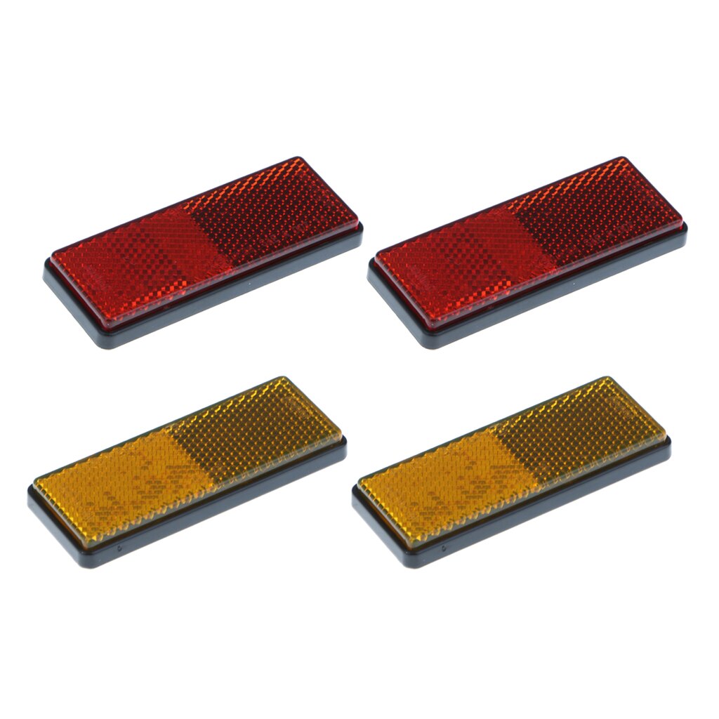 4 Pieces Car Reflector Light Reflective Strips On Self Adhesive Yellow & Red