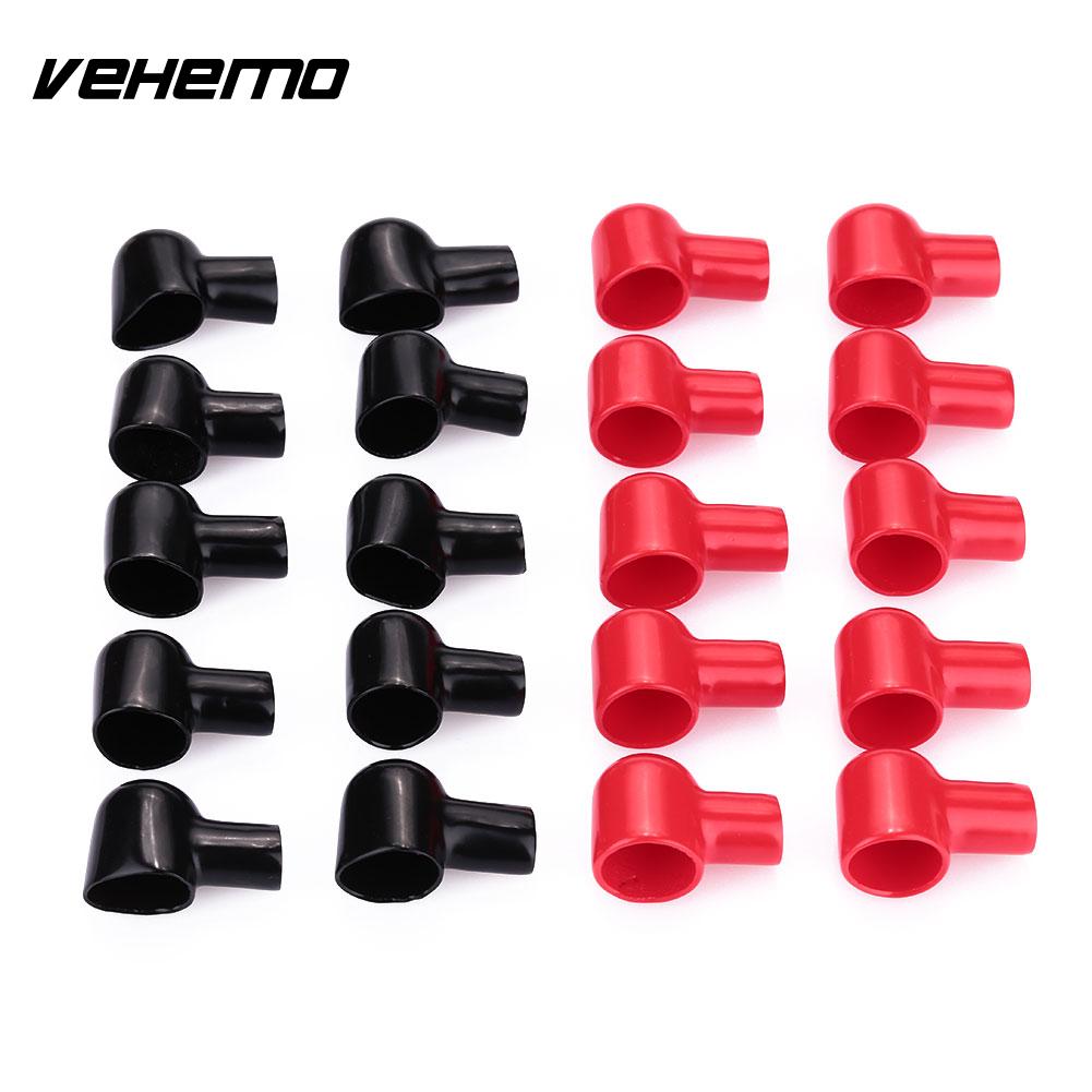 Vehemo 20Pcs Terminal Boots Round Black Red Battery Insulating Covers Rubber Rubber