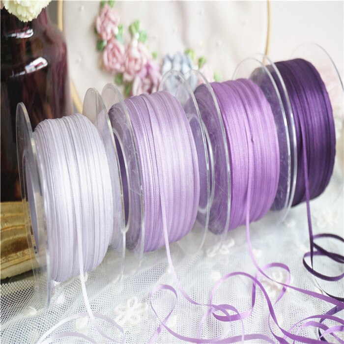 Ruban broderie en soie pure ins style | 2mm, couleur unie, 100% taffetas fin, ruban en soie de , artisanat de ruban Anya: 4colors(one set) / 100mts per roll