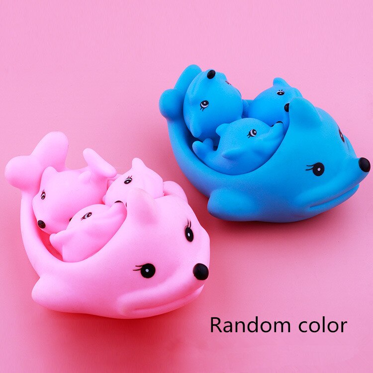 4pc/ parti badelegetøj brusevand flydende knirkende farverige gummidyr babylegetøj vandlegetøj brinquedos til badeværelse: E