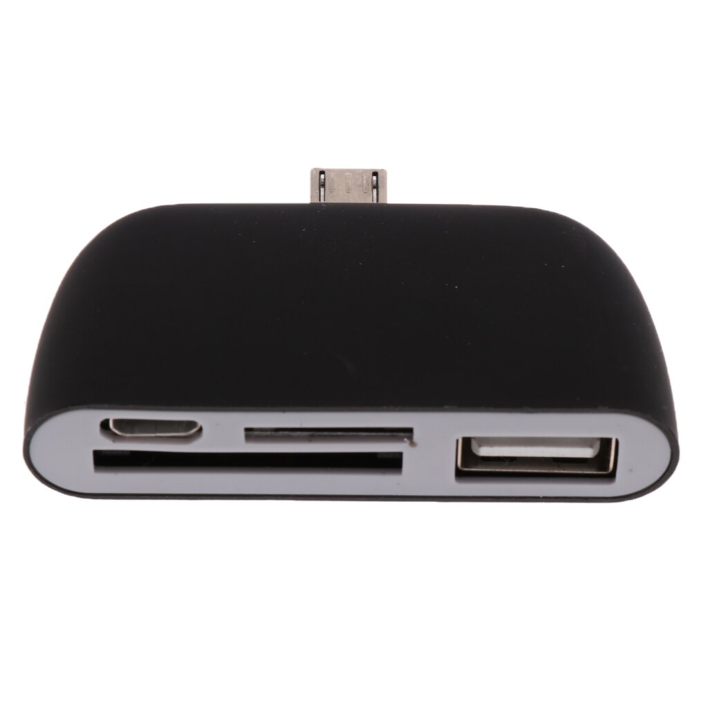 Otg Connection Kit Adapter Met Usb-poort Sd Kaartlezer Voor Telefoon Zwart