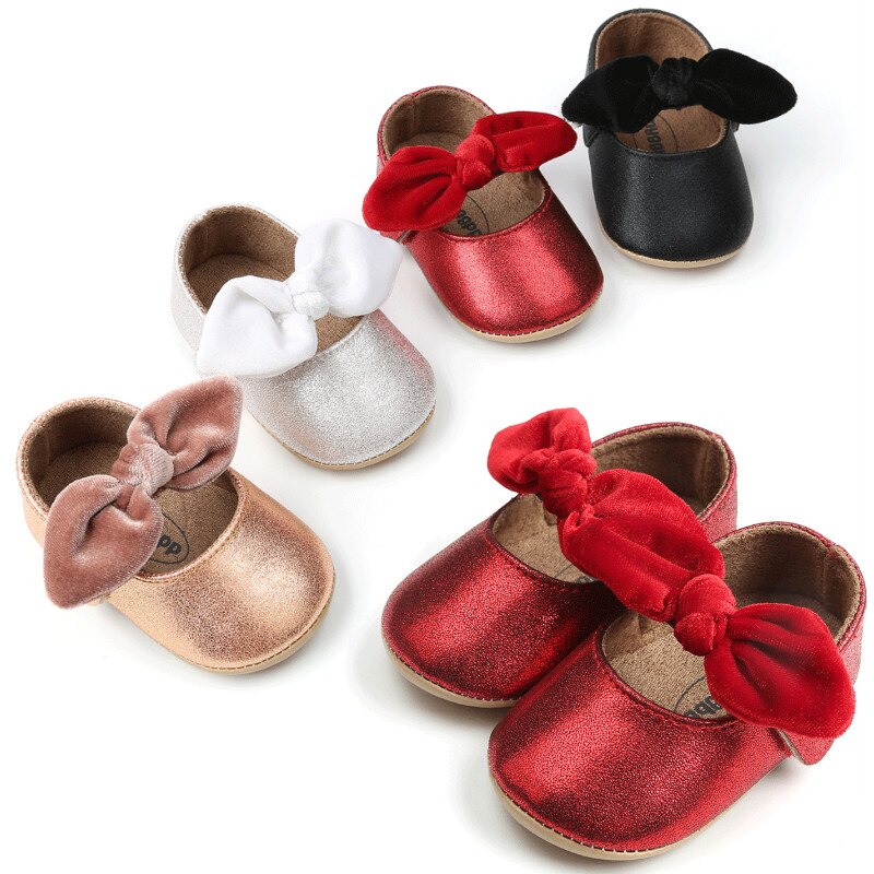 0-18M Newborn Baby Girl Crib Shoes Bowknot Soft Sole Leather Prewalker Sneakers Infant Toddler Shoes Girls