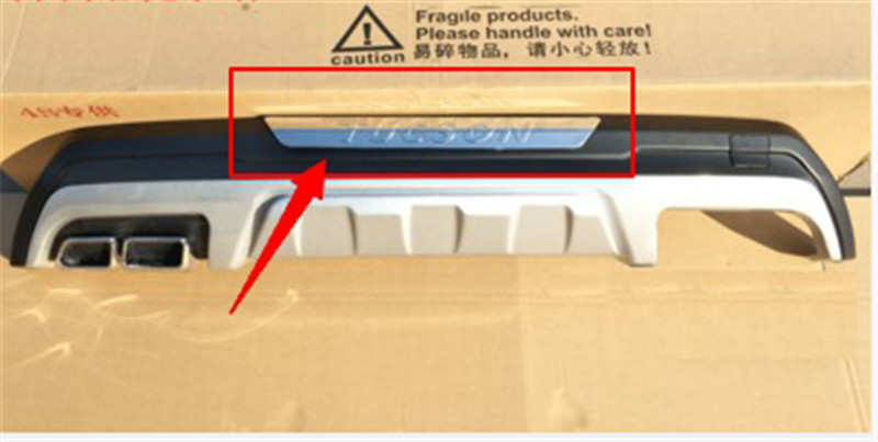 Abs geplateerde afwerking auto achterbumper uitlaatpijp valse staart keel afwerking voor hyundai tucson auto-styling: 3