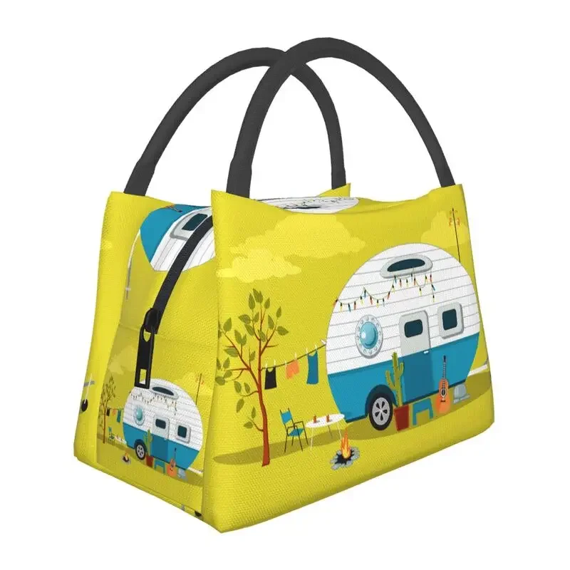 Happy Camper sac à déjeuner isolé pour femmes étanche explorer la nature Camping refroidisseur thermique déjeuner fourre-tout bureau pique-nique voyage: Gris foncé