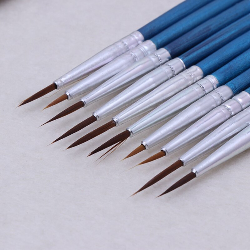 10 Pçs/lote Pincéis Aquarela Guache Pintura Tamanho Diferente Rodada Ponteira Nylon Cabelo Jogo de Escova Materiais de Arte