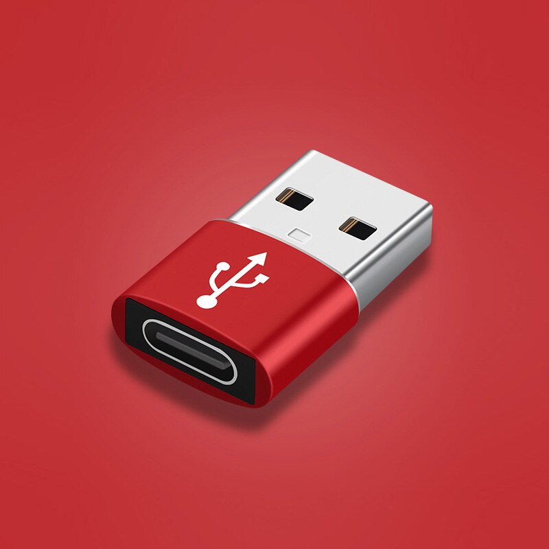 FONKEN USB A TO Type C Adapter Notebook Charger USB Male TO USB C Femal Phone Charging Converter Earphone USB Cable Connector: red
