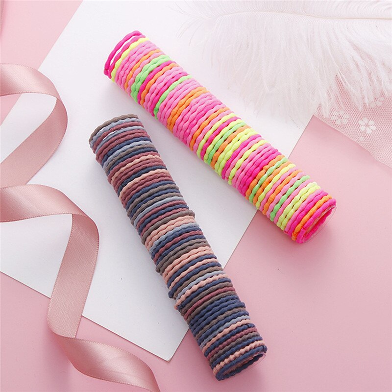 50 Stks/partij 3 Cm Vrouwen Meisjes Elastische Haarband Kleurrijke Hair Ties Touwen Scrunchy Paardenstaart Rubberbands Tie Gum Accesorios