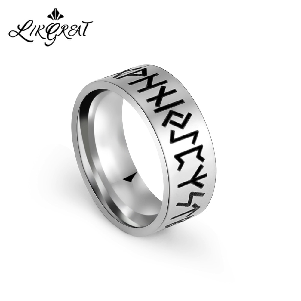 LIKGREAT Nordic Viking Rune Ring per uomo donna Vintage Retro anelli da dito in acciaio inossidabile amuleto coppia gioielli regalo