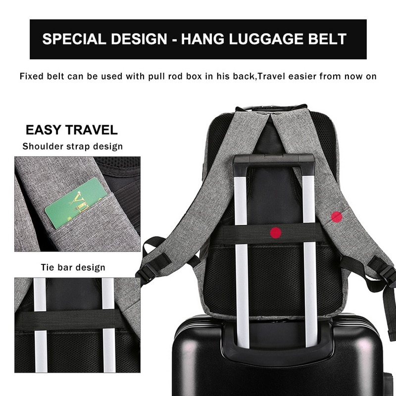 Anti-theft Backpack 15.6 Inch Waterproof Laptop Backpack USB Charging Men Travel Backpack Teenage Student School Shoulder Bags