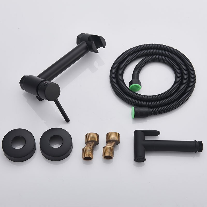 Zwart Bidet Kraan Messing Douche Tap Wasmachine Mixer Moslim Koud En Warm Verstelbare Installeren Douche Spuitkop Hoge Druk