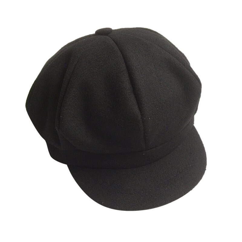 Crianças menino menina boina macia boné cúpula octogonal chapéu de beisebol casquette bebê chapéus: Black