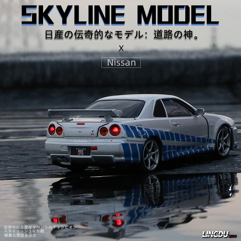 1 32 Nissan Skyline Ares Gtr R34 Diecasts Toy Vehicles Metal Toy Car Model High Simulation Pull Back Collection Kids Toys Grandado