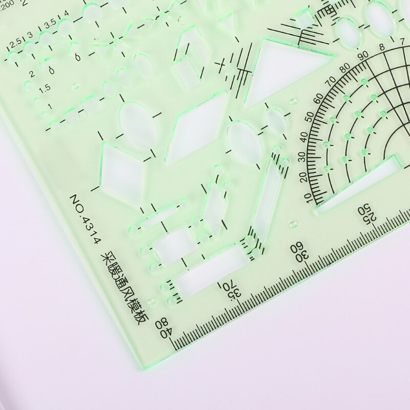 Rectángulo de forma circular geométrica herramienta de dibujo plantilla regla estudiante papelería Q1JC