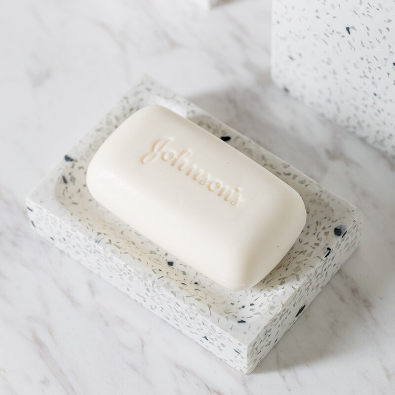 Blue Terrazzo Painted Bathroom Accessories Set Ceramic European Modern Household Four-piece Toothbrush Holder Soap Dish: Soap dish