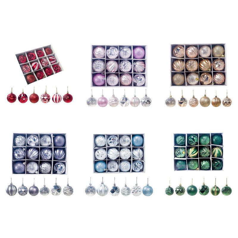 12 stuks glanzende kerstballen kleine onbreekbare kerstboomversiering