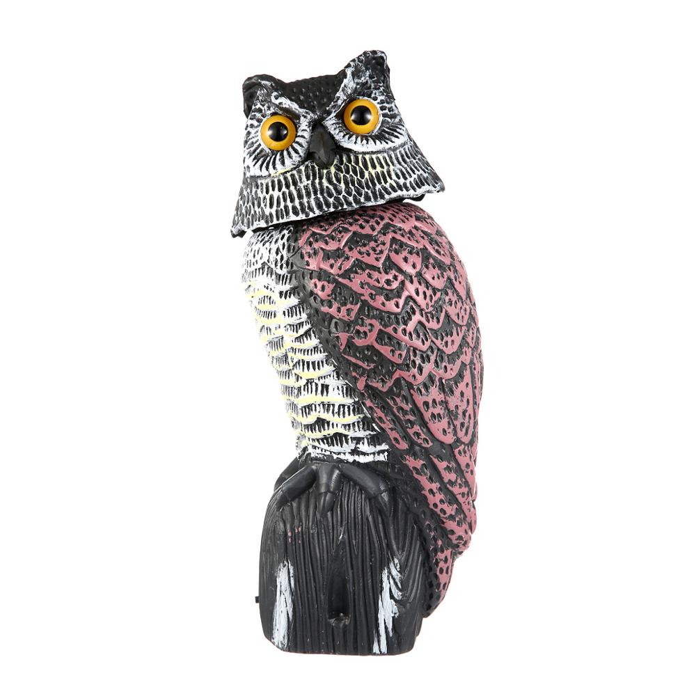 Bird Scarer 360°Rotate Head Sound Owl Decoy Protection Repellent Pest Control Scarecrow Garden Yard Move Decor
