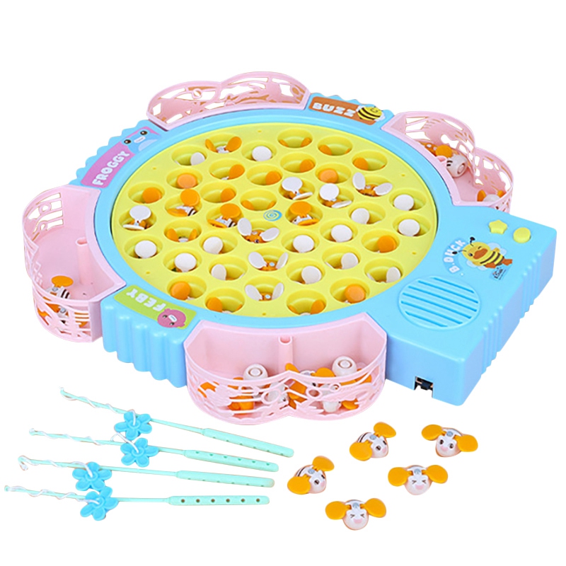 Vissen Spel Speelgoed Vissen Balance Games Speelgoed Set Roterende Fishing Game Speelgoed Met Muziek Kinderen Voor Grappige Verjaardag: Blue Pink Yellow