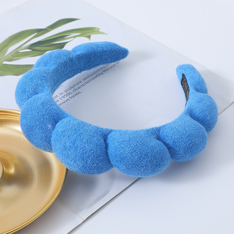 Diadema de esponja a la para mujer, accesorios para el cabello, banda para la cabeza multifunción para lavado de cara, eliminación de maquillaje, banda para el cabello para ducha: Azul