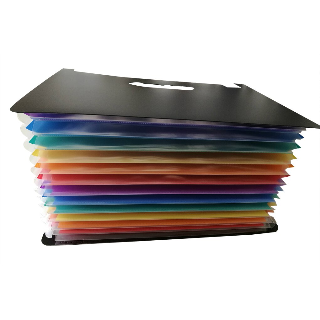 Expanding File Folder 12 Pockets, black Accordion A4 folder Document Organizer