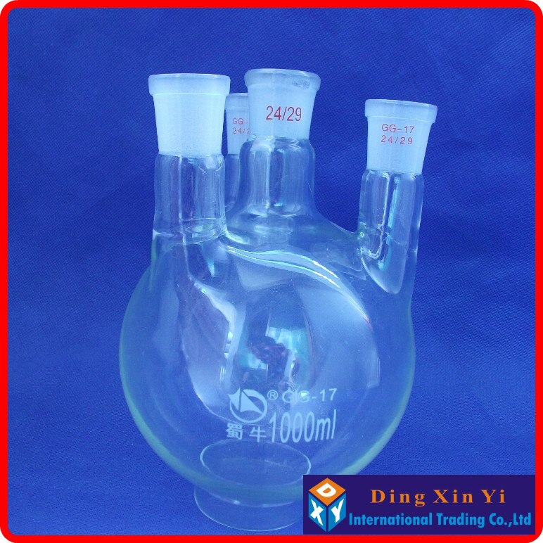 1000Ml 24/29 Vier Necks Ronde-Kolf, Kolf Ronde Bodem Met Vier Halzen, korte Hals Standaard Grond Mond
