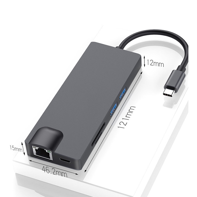 -Dock 3.0 USB Hub Type C to HDMI 4K VGA PD RJ45 Gigabit LAN SD/TF Card HDMI Hub Adapter Station for Macbook Pro Samsung