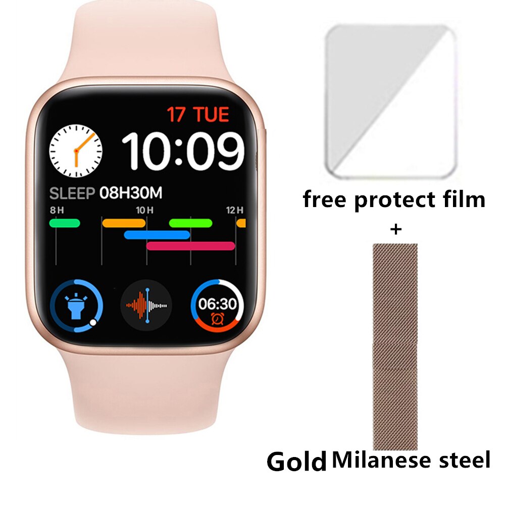 Cobrafly T500 PLUS Smartwatch - 44mm IWO Style - Bluetooth Call - Heart Rate & Fitness Tracker: R add pink steel