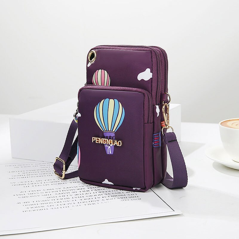 Impermeable del teléfono del bolso de las mujeres bolsa de Mini bolso bonito globo de aire de impresión de la bolsa de mensajero de hombro bolso: 3
