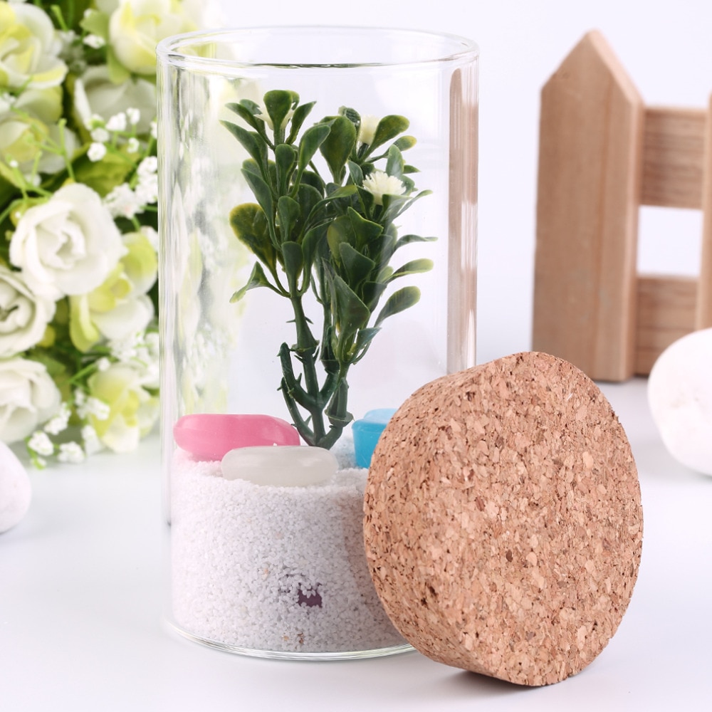 350ml Clear Transparent Heat-resistant Glass Bottle with Sealed Cork Beans Tea Leaves Storage Container Vase