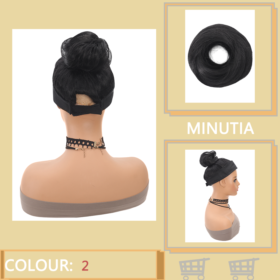 Allaosify moño sintético femenino fibra sintética pelo liso círculo cuerda elástica, color de cabello natural accesorios para el cabello luz oscura: T1B/613